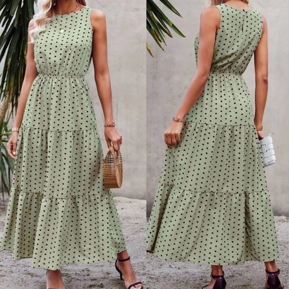 Blue polka dot ruffle hem A line dress - Picture 7 of 11